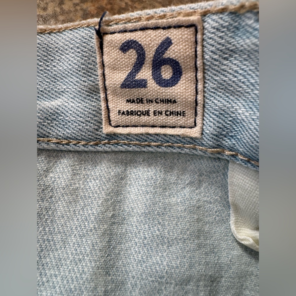 Free People We the Free Sidecar Light Blue Denim Pleated Raw Hem Skirt Size 26 - Picture 9 of 11